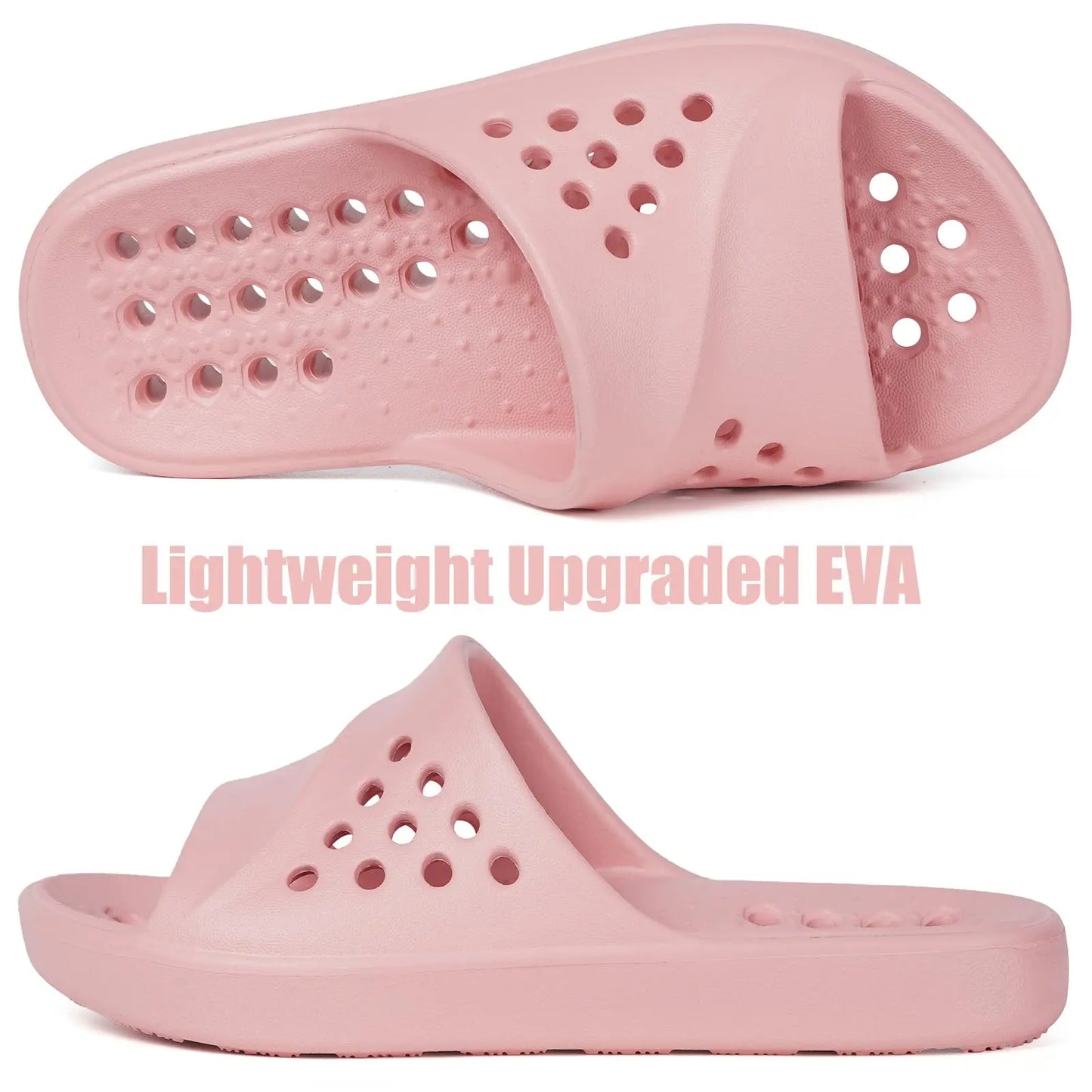 Shower Shoes for Womens Mens Massage Pool Slides with Arch Support Quick Drying Beach Slippers Summer Non Slip Bathroom Indoor Outdoor House Sandals with Drain Holes