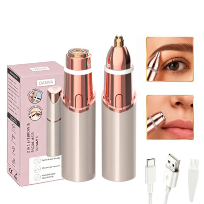 OANVA 2 in 1 Facial & Eyebrow Hair Trimmer for Women, Rechargeable Face Razor, Lip & Peach Fuzz Remover, Precision Eyebrow Shaper, Portable Painless Hair Removal Tool.Summerwins Dealsforyoudays,Summerhairstyles