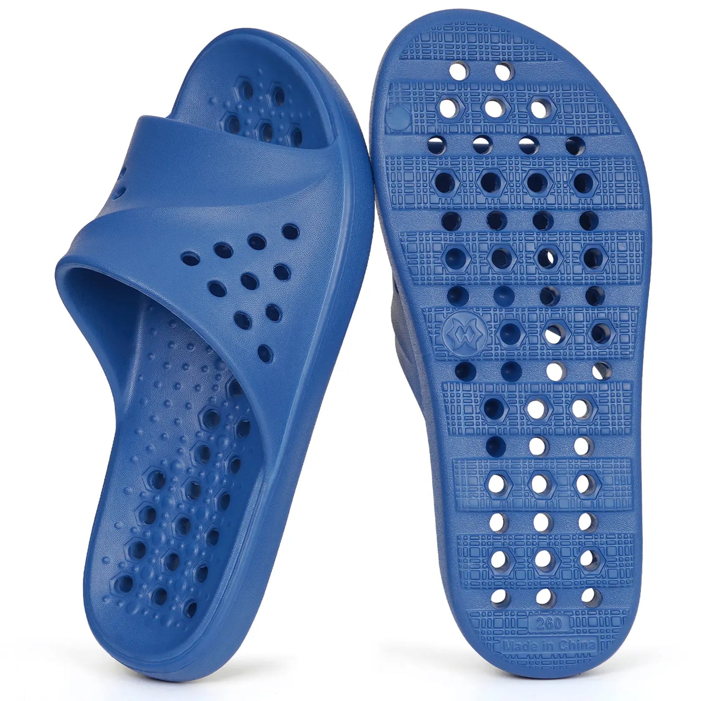 Shower Shoes for Womens Mens Massage Pool Slides with Arch Support Quick Drying Beach Slippers Summer Non Slip Bathroom Indoor Outdoor House Sandals with Drain Holes